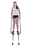 Flybar Maverick Walking Stilts For Kids (Small) – Adjustable Height – For Ages 5 & Up, Up to 190 Pounds (Blue Edge)