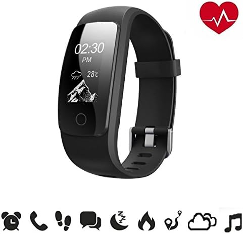JELEGANT Fitness Tracker, ID107 Plus HR Smart Bracelet Activity Tracker Heart Rate Monitor Fitness Health Wristband Bluetooth Pedometer Calorie Counter for Android iOS smartphones(Upgrade section)