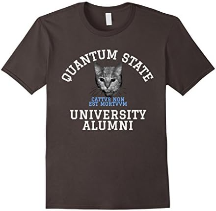 Mens Quantum State Alumni Schrodinger's Cat Funny Science T-Shirt Medium Asphalt