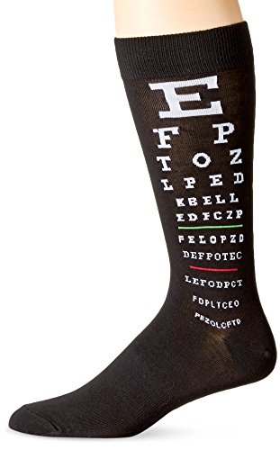 K. Bell Socks Men's Eye Chart Crew Sock, Black, 10-13/Shoe Size 6-12