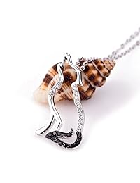 YFN Wolf Pendant Necklace 925 Sterling Silver Cubic Zirconial Wolf Moon Necklace 18" Birthday Day Jewelry for Girlfriend Wife
