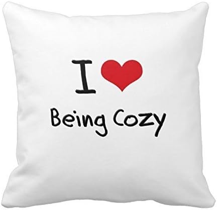 JulianArtsale I Love Being Cozy Retro Cotton Linen Square Throw Pillow Case Shell Decorative Cushion Cover Pillowcase 18x 18 Inches