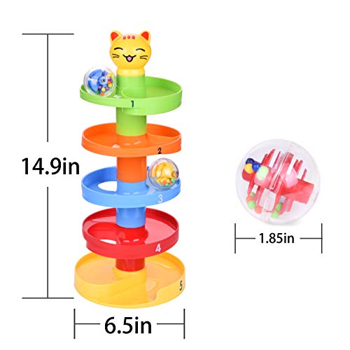 image for FUN LITTLE TOYS Cat Ball Drop Toys for Baby and Toddler, Learning Towe