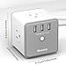 Huntkey 4 Outlets Surge Protector, 3 USB Ports 5V/2.4A, 5-Foot Heavy Duty Extension Cord, SMC407