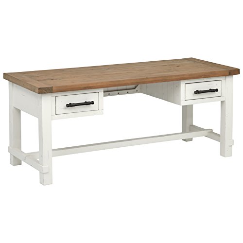 Amazon Brand Stone & Beam Barrett Reclaimed Wood 2Drawer Desk, 71"W, White and Sandstone Pine