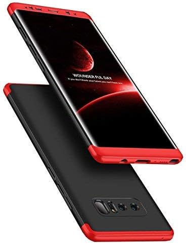 LEMCAS Dual Hybrid 3-in-1 GKK Matte Finish Hard Back Case Cover for Samsung Galaxy Note 8 (Black & Red)