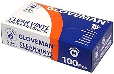 Gloveman Clear Powder Free Vinyl Gloves XL Box of 100