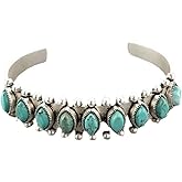 Fuqimanman2020 Bohemian Natural Stone Turquoise Engraved Cuff Bracelet Adjustable Wrap Bangle Western National Style for Women Gemstone Boho Jewelry