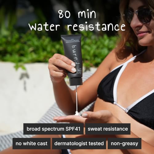 burnd. SPF 41 Broad Spectrum Sunscreen Lotion, Invisible Zinc Oxide Sunscreen, Water Resistant 80 Min, Fragrance Free, Dermatologist & Pediatrician Formulated, Face & Body Sunblock, 3.4 fl oz