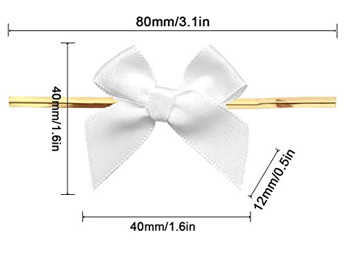 16 Color Gift Bows,White Twist Tie Bows for Bakery Candy Lollipop Cello Bag(100 Pack)