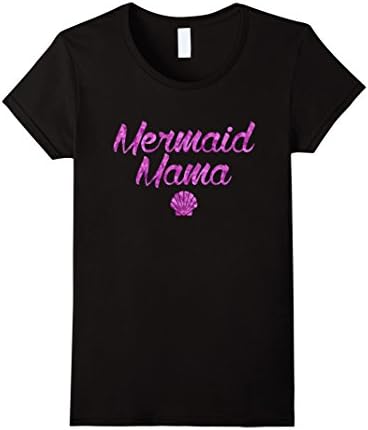 Women's Funny Mermaid Mama Beach T-shirt - Perfect Gift for Mom Medium Black