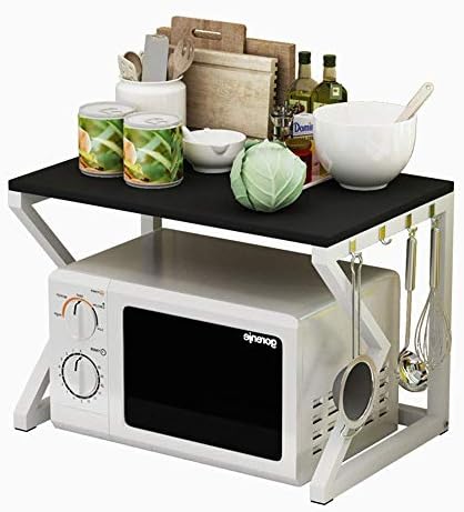 高級な キッチンラック 2レベルのキッチン電子レンジストレージが主催ワークステーションをラックスパイスラックオーブンラック 台所 収納 おしゃれ 色 Black Size Free White Size