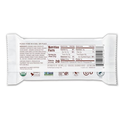 JUSTINS’S ORGANIC CRISPY DARK CHOCOLATE PEANUT BUTTER CUPS, RAINFOREST ALLIANCE CERTIFIED COCOA, GLUTEN-FREE, RESPONSIBLY SOURCED, 12 PACK (2 CUPS EACH)