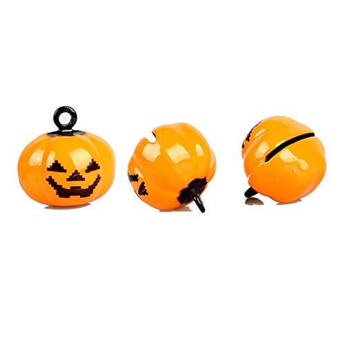 IDOXE 10Pcs Mini Pumpkin Bells Jack O Lantern Head Jingle Beads DIY Halloween Decorations Ornament Jewelry Findings Charms Pendant