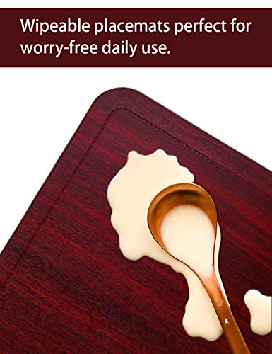 Alpiriral Dining PlaceMats Set of 8 Heat Resistant PlaceMats Easy to Wipe Off Scrub Vinyl Place Mats Washable Table Mats Protect A Table from Messes & with A Nice Looking in Cherry Red