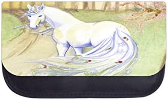 White Watercolor Unicorn - Girls Black Pencil Case - Pencil Bag