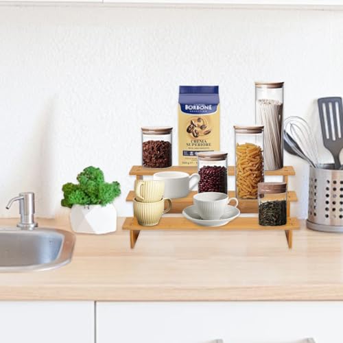 Keqin Kitchen Spice Rack Organizer for Cabinet,3 Tier Bamboo Multifunctional Spice Storage for Kitchen Cabinet, Cupboard,Pantry