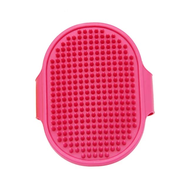 Dog Bath Brush with Adjustable Strap, Grooming Soothing Massage Rubber Comb Pet Shampoo Brush for Dogs and Cats with Short or Long Hair (Rose Red)