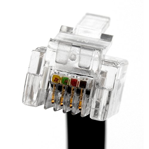 (4 Pack) 4 Inch Short Telephone Cable Rj11 Male to Male 4", Phone Line Cord (Black)