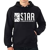 fresh tees Star Laboratories S.T.A.R. Labs Hooded Sweatshirt (X- Large, Black)