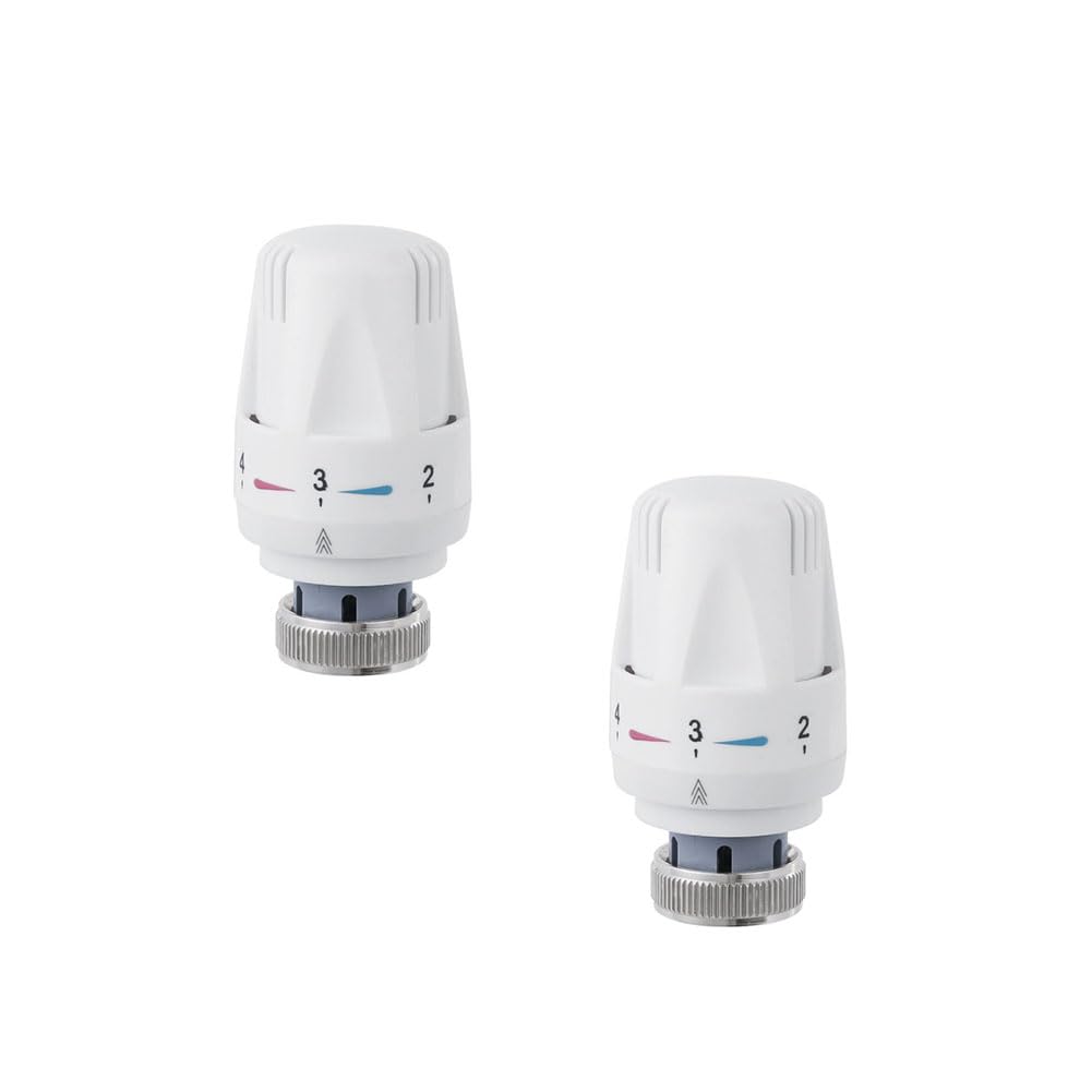 Lokatall 2Pcs Thermostatic Radiator Valve - TRV M30x1.5 Universal Temperature Control for Home Office, White