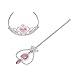 XiangGuanQianYing Princess Dress Up Accessories Princess Wands Tiaras and Crowns for Little Girls Party Supplies Set Pink
