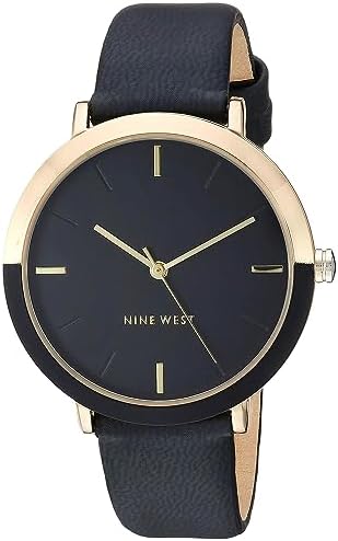 Nine West Women\'s Navy Blue And Rose Gold Analog Quartz Solid Strap Round Watch Amazon.com: Nine West Women main image 2