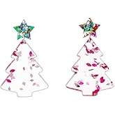 Christmas Tree Earrings for Women Cute Xmas Dangle Drop Earrings Colorful Acrylic Earrings Sparkly Holiday Earrings Fashion Christmas Party Accessories