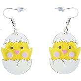 Cute Funny Easter Bunny Stud Earrings Lightweight Acrylic Happy Easter Gnome Egg Carrot Drop Earrings Rabbit Dinosaur Dangle Earrings for Women Girls Holiday Jewelry Gifts