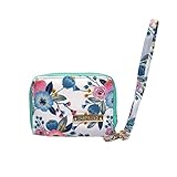 Inspring RFID Credit Card Wallets for Women ID Holder with Removable Wristlet Wrist Strap Fabric Floral Wallet Dual Zipper Purse