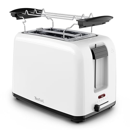 Vita Doppelschlitz-Toaster, mit Brötchenaufsatz, extrabreite Schlitze, extra hoher Hebel, 7 Bräunungsstufen, Stoppfunktion, leichte Reinigung, Weiß, TT1A21E0