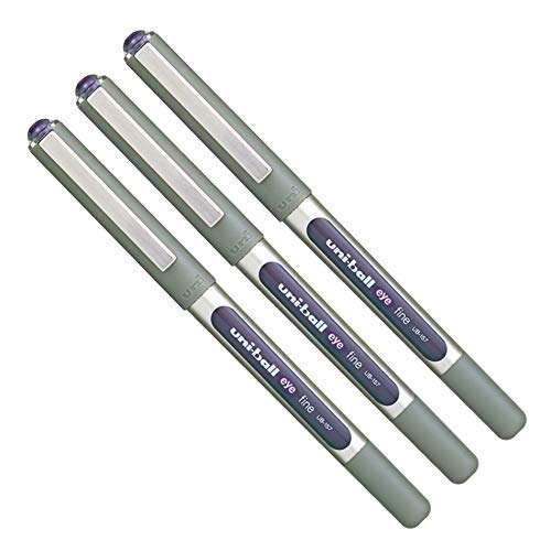3 X UNI-BALL Eye UB-157 Roller Ball Pen FINE (0.7mm) Violet