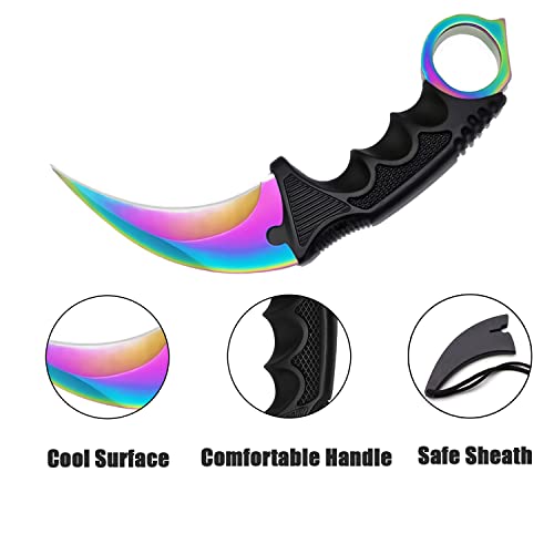 ZLIXING Karambit Knife 2 Pieces Fixed Blade Knife with Sheath for