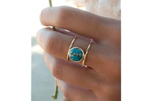 Sdouefos Fashion Jewelry Women 18K Gold Filled Huge Turquoise Wedding Anniversary Ring Gift (8)