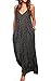 LILBETTER Women V-Neck Polka Dot Print Spaghetti Strap Boho Long Maxi Dresses(Black,X-Large)