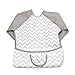 LUXJA Baby Waterproof Sleeved Bib, Long Sleeve Bib for Toddler (6-24 Months), Gray Chevron