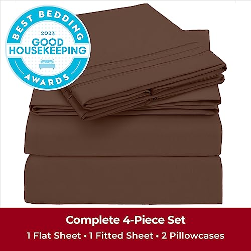 Mellanni King Size Sheets Set 4 Piece Iconic Collection Bedding Sheets & Pillowcases Luxury