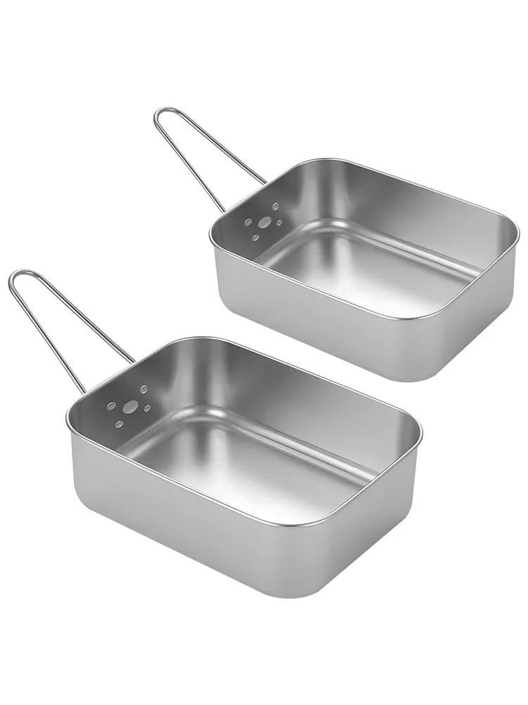 Set of 2 Nesting Aluminium Mess Tins For Outdoors Cooking, Camping and Hiking