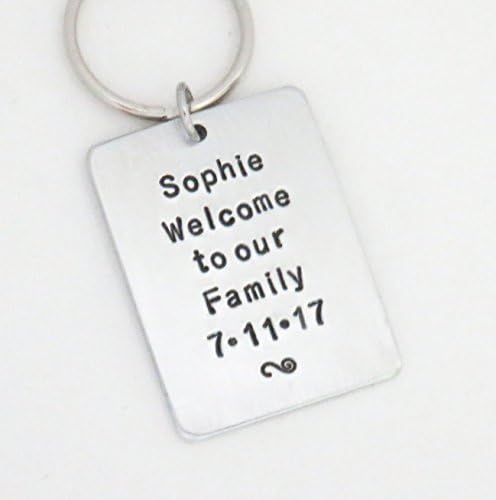 Personalized wedding gift to bride or groom from in-law - Welcome to our Family keychain for son-in-law daughter-in-law