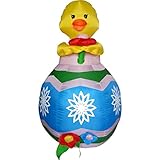 Easter Inflatable Baby Chick In Egg Holding Flower Airblown Decoration