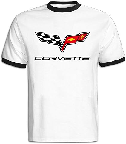 DUHEY Mens Corvette O-Neck Short Sleeve Crop Tops Tee Shirt Black