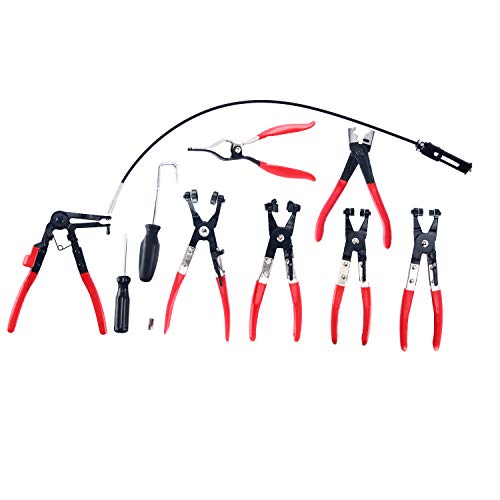 FreeTec 9pcs Hose Clamp Pliers Tool Set for Fuel Oil Water