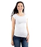 zhAjh Womens Cotton Modal Spandex Triblend Scoopneck Cap Sleeve Tee