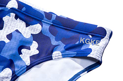 KGKE Mens Sexy Swim Briefs Camo Pattern Bikini Swimsuit for Men (Blue Camo, L) - Thumbnail 3