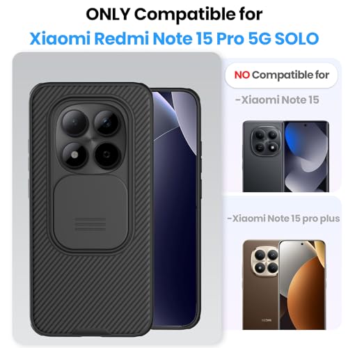 Nillkin Case for Xiaomi Redmi Note 15 Pro 5G - Camera Protector with Slide Camera, Shock and Scratch Resistant, Compatible with Xiaomi Redmi Note 15 Pro 5G 6.83" 2026-Black