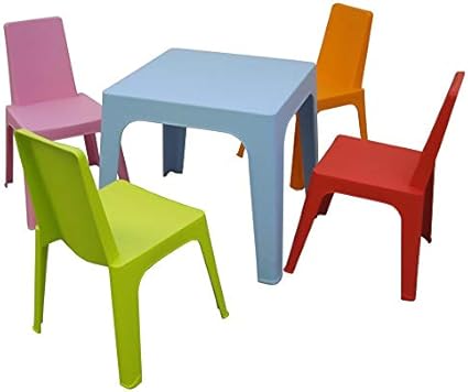 resol julieta set infantil para interior exterior jardin 1 mesa azul 4 sillas roja rosa naranja lima
