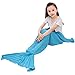 Roluck Mermaid Tail Blanket Handmade Warm Keeper Autumn Winter Blanket for Girls (Blue)