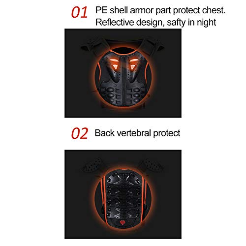 image for SULAITE Kids Sports Chest Back Spine Protector Vest, MLSice Children A