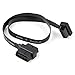 GEMWON OBD2 Extension Cable, 2 in 1 OBDII 16 Pin Female to Male Connector Diagnostic Extender Flat Ribbon Cable 60cm/2ft