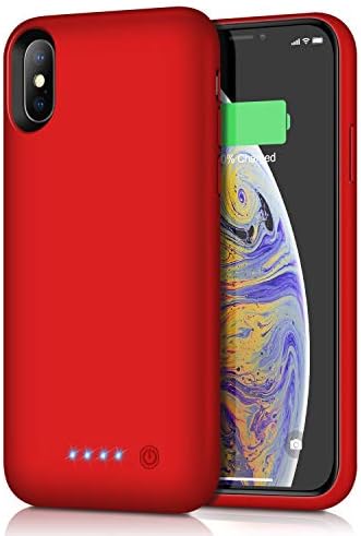 Battery Case for iPhone Xs/X, Gixvdcu [6500mAh] Rechargeable Protective Portable Charging Case for Apple iPhone X & XS Extended Charger Pack Power Bank - Red